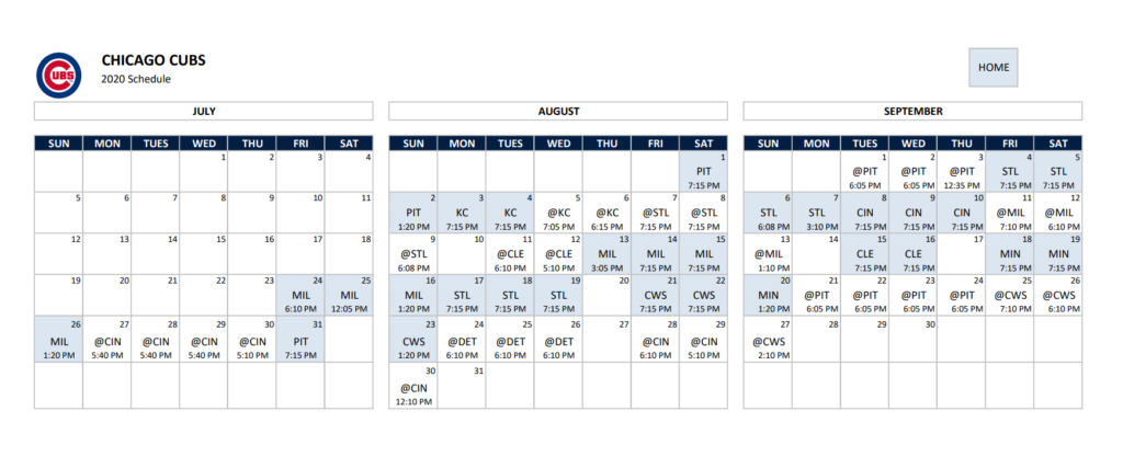 Cubs 2020 Schedule | Alderman Bennett Lawson – 44th Ward Chicago